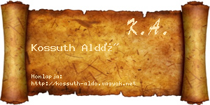Kossuth Aldó névjegykártya